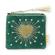 BY31® Trousse cœur avec étoiles Vert fonce-bleu clair-doré