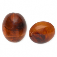 Perles acryliques ovale Marron ambre-marbré