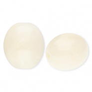 Perles acryliques ovale Blanc cassé-marbré