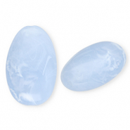 Perles acryliques oblong ovale Bleu-marbré