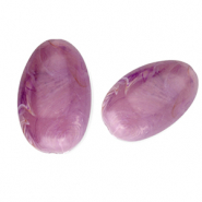 Perles acryliques oblong ovale Violet-marron-marbré