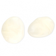 Perles acryliques en forme d'œuf Blanc cassé-marbré