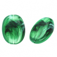 Perles acryliques ovale Vert fonce-marbré