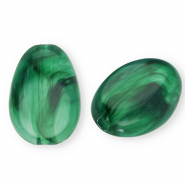 Perles acryliques ovale Vert fonce-marbré