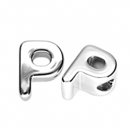 Perles acryliques alphabet lettre P Argenté