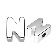 Perles acryliques alphabet lettre N Argenté