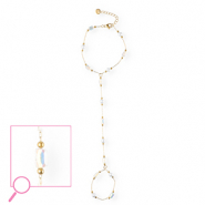 Bracelets en acier Inox Doré-cristal AB-blanc