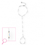 Bracelets en acier Inox Argenté-cristal AB-blanc