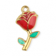 Breloques en acier Inox rose Doré-rouge-vert