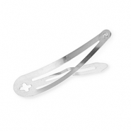 Apprêts en métal barrette à cheveux clic-clac avec anneau Argenté