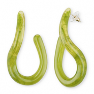 Boucles d'oreilles / puces résine tendance Vert multicolore