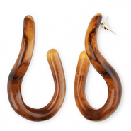 Boucles d'oreilles / puces résine tendance Marron ambre
