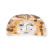 Accessoires pour cheveux pince à cheveux soleil avec visage Marron nacré-blanc nacré-ocre