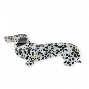 Accessoires pour cheveux pince à cheveux teckel Blanc nacré-noir-jaune