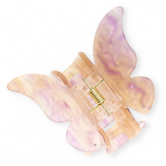 Accessoires pour cheveux pince à cheveux papillon avec anneaux Beige-mauve marbré