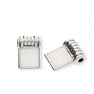 Breloques en métal DQ® carré Argenté antique-blanc nacré (sans nickel)