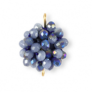 Boucles pendentifs facettées connecteur 16mm Bleu marine