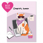 BY31® Cartes à bijoux "Congrats, human" Violet-orange-noir