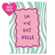 Cartes à bijoux "la vie est belle" Vert-rose
