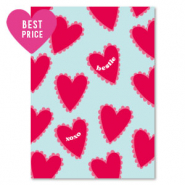 Cartes à bijoux "bestie xoxo" Bleu ciel-rouge