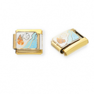 Apprêts en acier inox breloques pour bracelet italien vie marine Doré-blanc-bleu clair