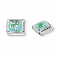 Apprêts en acier inox breloques pour bracelet italien palmier Argenté-bleu clair-vert