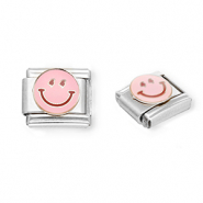 Apprêts en acier inox breloques pour bracelet italien smiley Argenté-rose clair-violet
