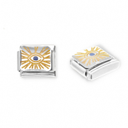 Apprêts en acier inox breloques pour bracelet italien Oeil porte-bonheur Argenté-jaune-bleu