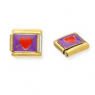 Apprêts en acier inox breloques pour bracelet italien cœur avec flèche Doré-violet-rouge