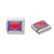 Apprêts en acier inox breloques pour bracelet italien cœur avec flèche Argenté-violet-rouge