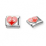 Apprêts en acier inox breloques pour bracelet italien cœur Argenté-rose-rouge