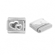 Apprêts en acier inox breloques pour bracelet italien cœurs Argenté