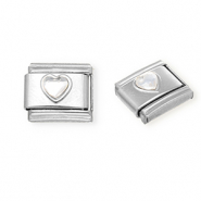Apprêts en acier inox breloques pour bracelet italien cœur avec strass Argenté-cristal