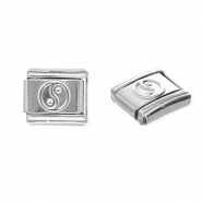 Apprêts en acier inox breloques pour bracelet italien Yin & Yang Argenté
