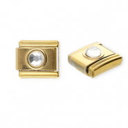 Apprêts en acier inox breloques pour bracelet italien rond avec strass Doré-cristal
