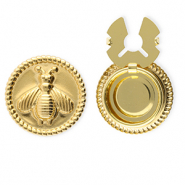 Cache-boutons en acier Inox rond avec abeille Doré