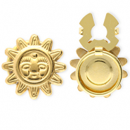 Cache-boutons en acier Inox soleil avec visage Doré