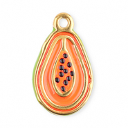 Breloques en acier Inox papaye Orange corail-vert
