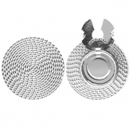 Cache-boutons en acier Inox rond rotin-look Argenté