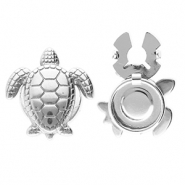 Cache-boutons en acier Inox tortue Argenté