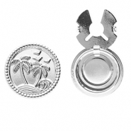 Cache-boutons en acier Inox rond avec palmier Argenté
