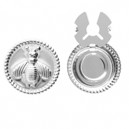 Cache-boutons en acier Inox rond avec abeille Argenté