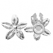 Cache-boutons en acier Inox fleur Argenté