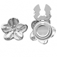 Cache-boutons en acier Inox fleur Argenté