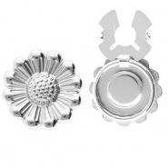 Cache-boutons en acier Inox fleur Argenté
