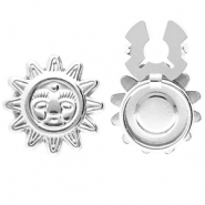 Cache-boutons en acier Inox soleil avec visage Argenté