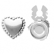 Cache-boutons en acier Inox coeur Argenté