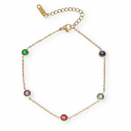 Chaines de cheville en acier Inox cristal Doré
