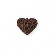 Pendentifs accroche-regard cœur avec imprimé léopard Marron foncé-noir