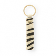 Porte-clés en cuir avec imprimé zebra Blanc-noir-doré